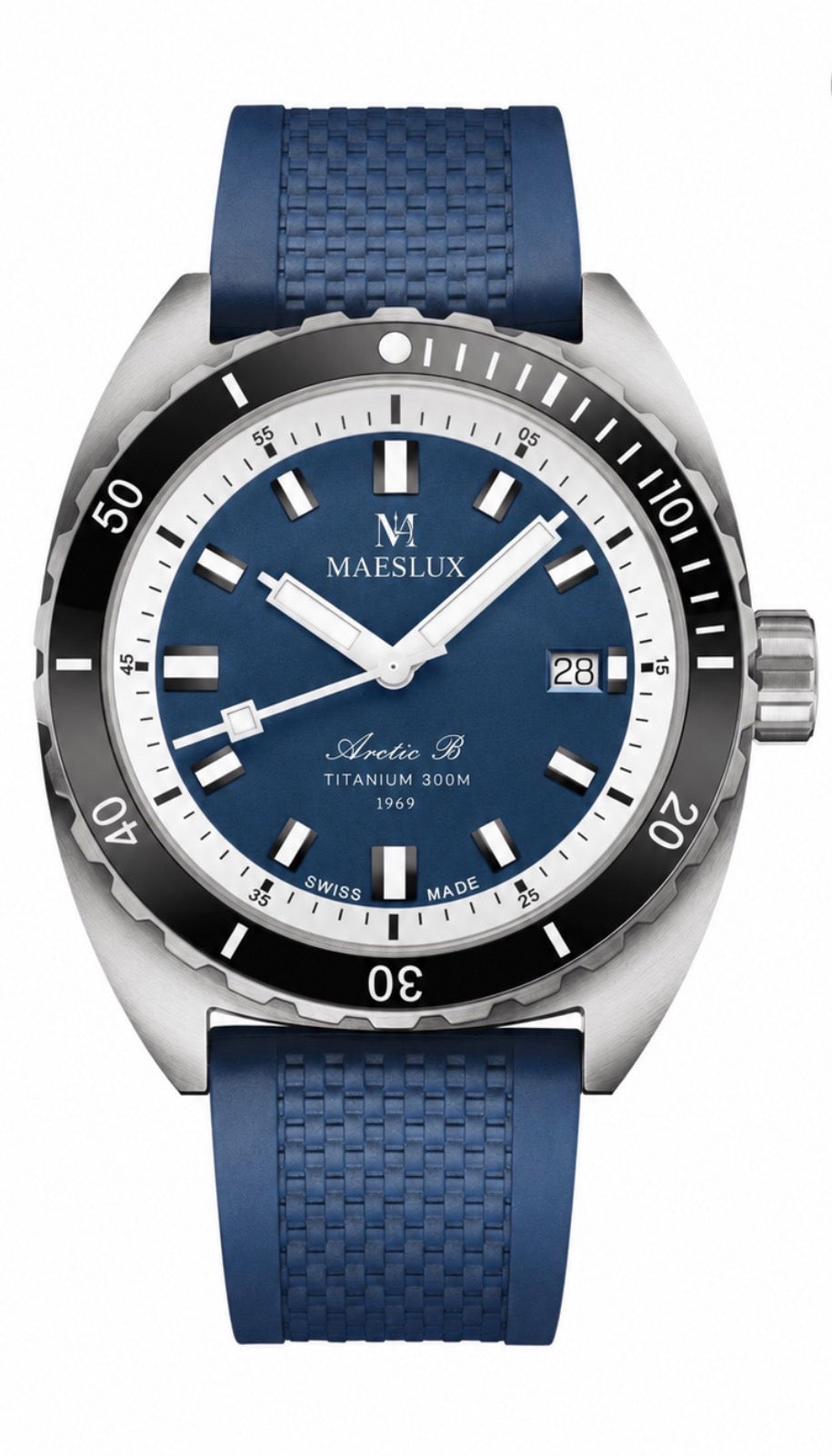 MAESLUX Arctic B Deep Blue with white chapter ring