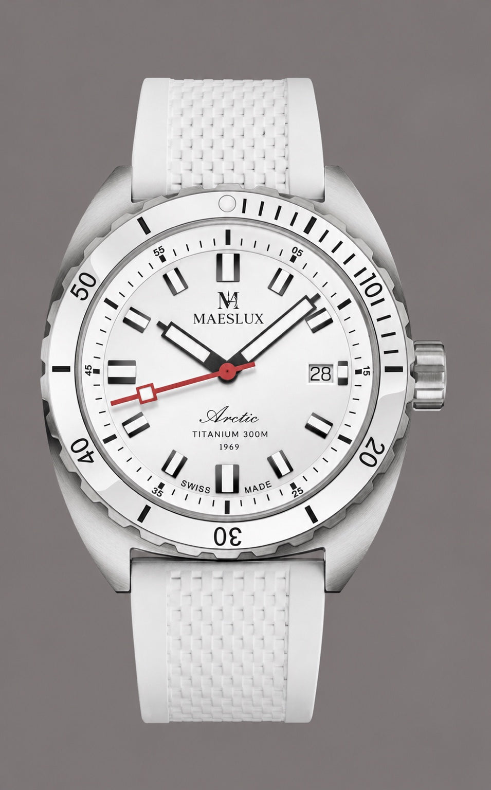 MAESLUX Arctic White titanium watch material study